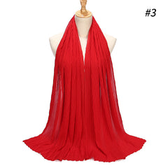 Hijabs - Beautiful soft  -Chiffon Plain Bubble, Wrinkled Hijab Scarf/Scarf - G&J's WOMEN'S clothing