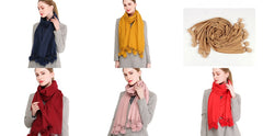 Winter Pashmina Feel Scarf - with  Pom Poms Tassel - G&J's WOMEN'S clothing