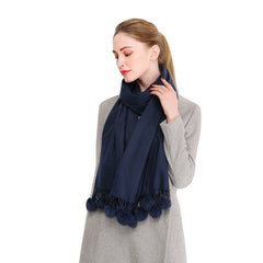 Winter Pashmina Feel Scarf - with  Pom Poms Tassel - G&J's WOMEN'S clothing