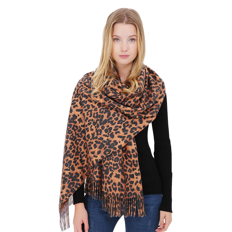 Double Sided - Pashmina - Leopard Prints -  Winter Scarf/Shawl - G&J's WOMEN'S clothing