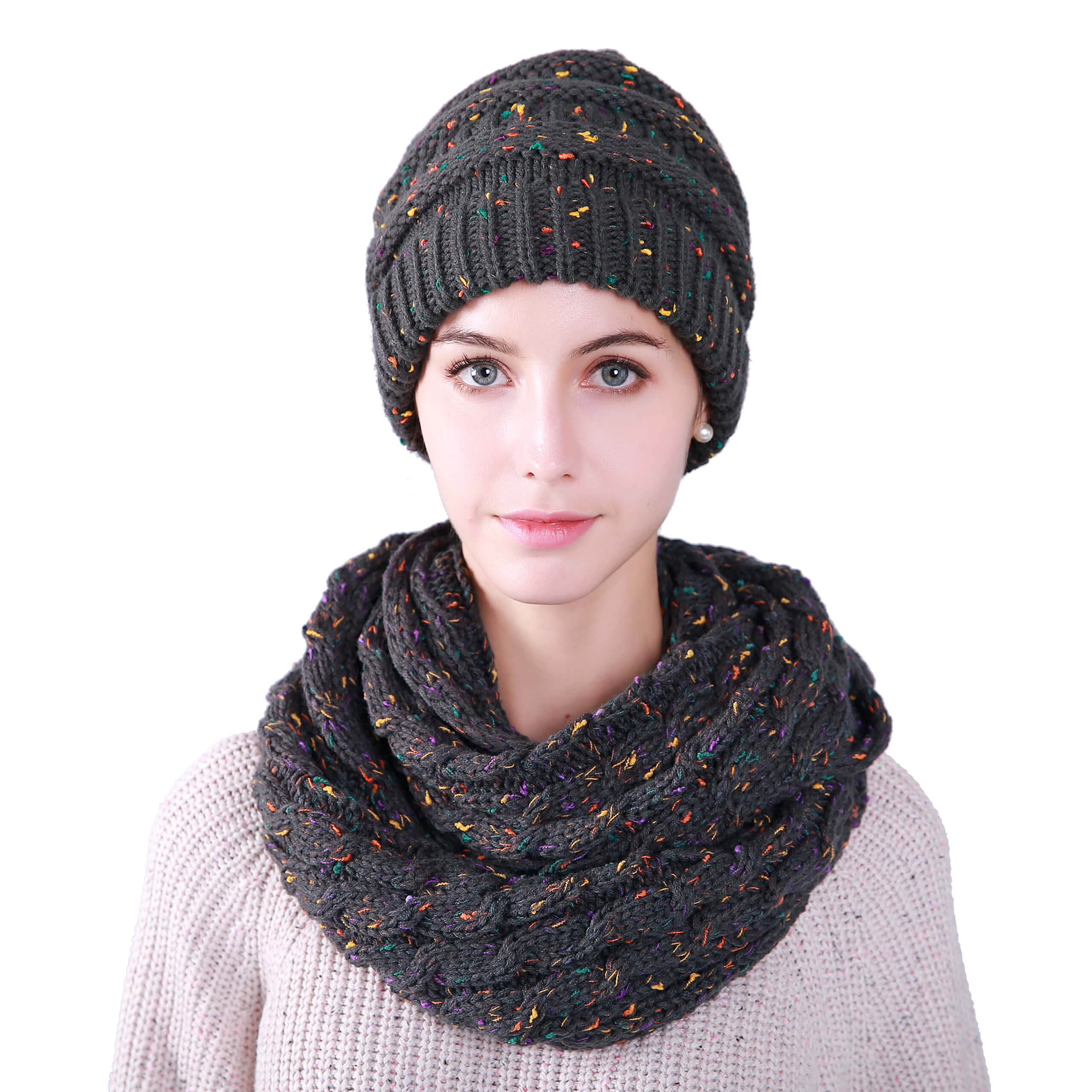 High Quality Beanie Hat with matching  Infinity Scarf - G&J's WOMEN'S clothing