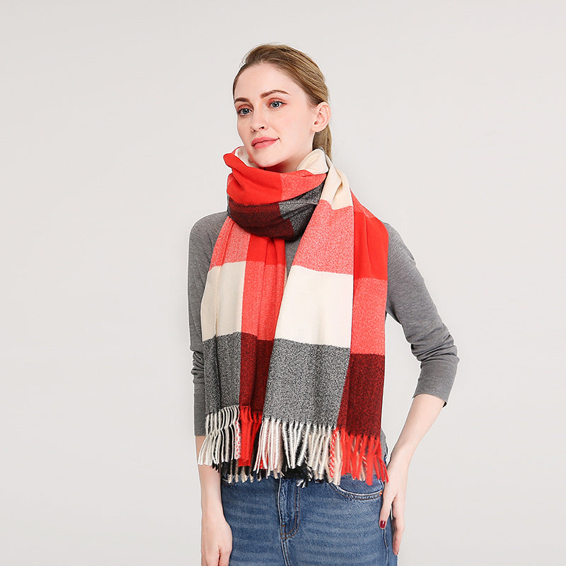 Beautiful Pashmina like Thick Plaid Winter Scarf /Shawl - G&J's WOMEN'S clothing