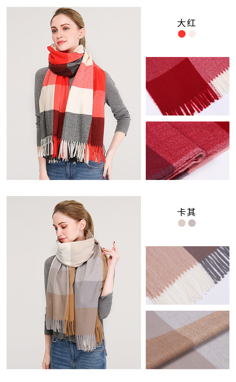 Beautiful Pashmina like Thick Plaid Winter Scarf /Shawl - G&J's WOMEN'S clothing