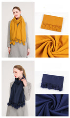 Winter Pashmina Feel Scarf - with  Pom Poms Tassel - G&J's WOMEN'S clothing