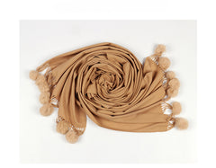 Winter Pashmina Feel Scarf - with  Pom Poms Tassel - G&J's WOMEN'S clothing