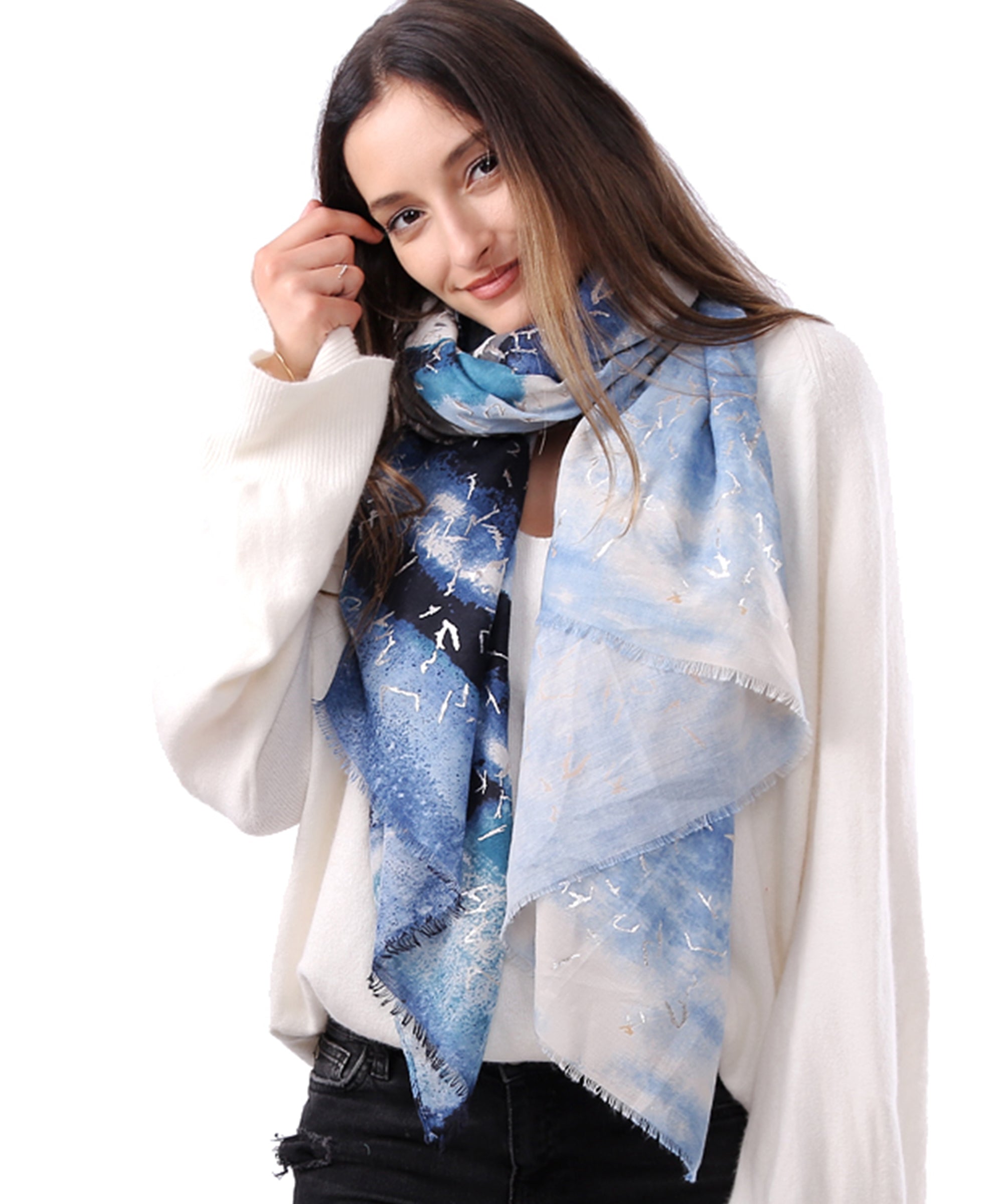 Women's Uniquely Designed Soft Early Spring Autumn Scarf Shawl -Star Sky - G&J's WOMEN'S clothing
