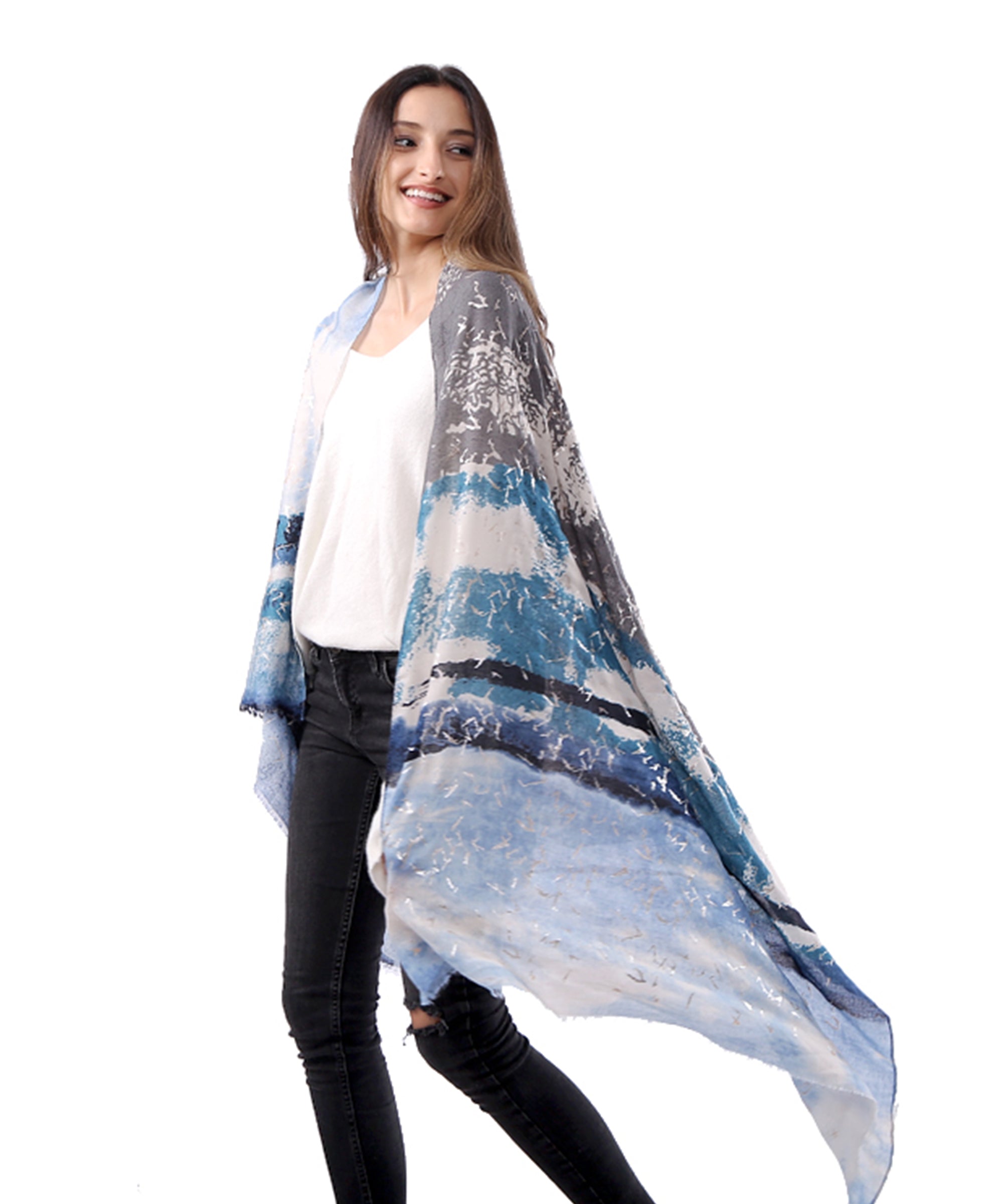 Women's Uniquely Designed Soft Early Spring Autumn Scarf Shawl -Star Sky - G&J's WOMEN'S clothing