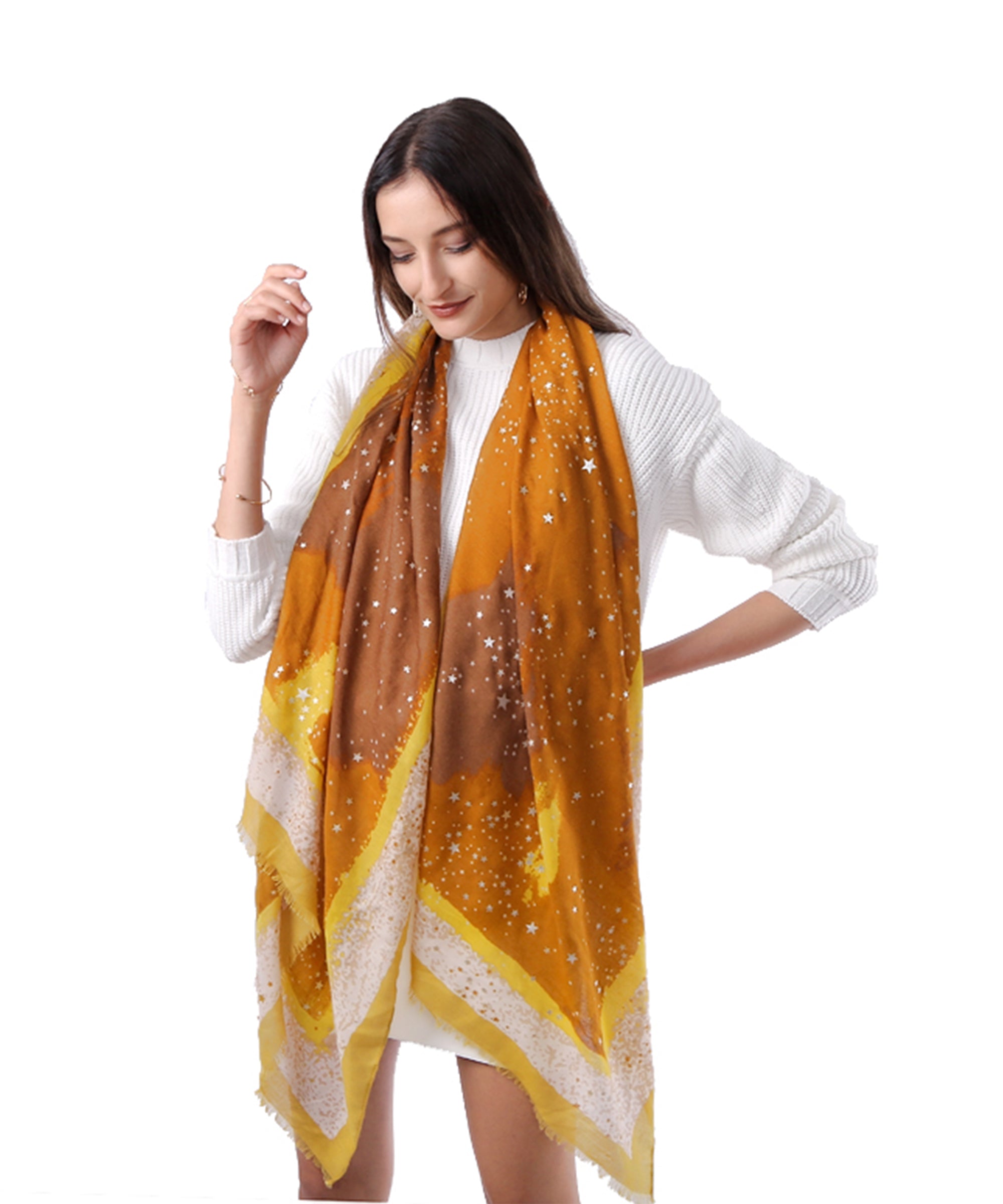 Women's Uniquely Designed Soft Early Spring Autumn Scarf Shawl -Star Sky - G&J's WOMEN'S clothing