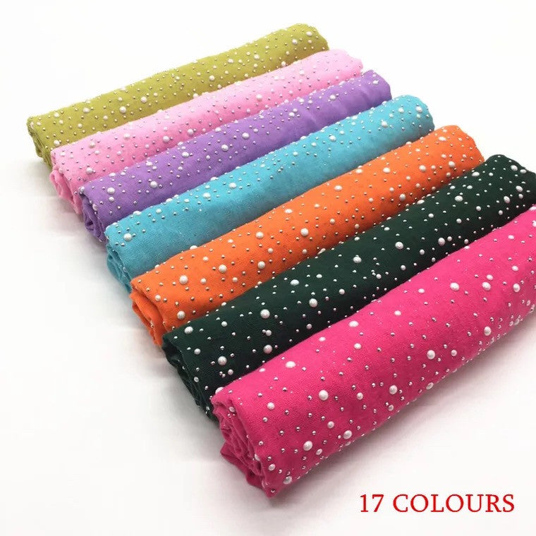 Latest Winter Hijab /Scarf with Diamond plain cotton shimmer/ cotton viscose  hijab with stone - Red Colour - G&J's WOMEN'S clothing