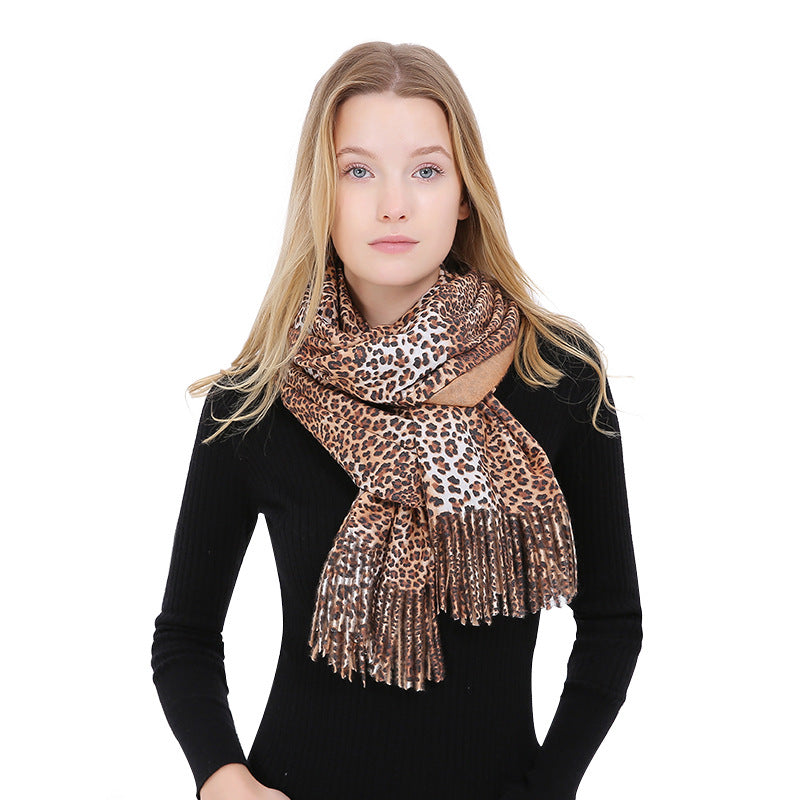 Double Sided - Pashmina - Leopard Prints -  Winter Scarf/Shawl - G&J's WOMEN'S clothing