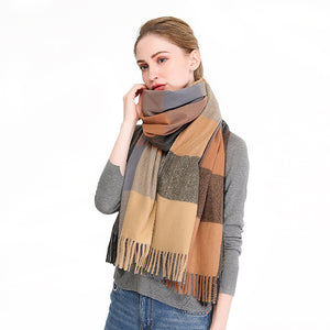 Beautiful Pashmina like Thick Plaid Winter Scarf /Shawl - G&J's WOMEN'S clothing