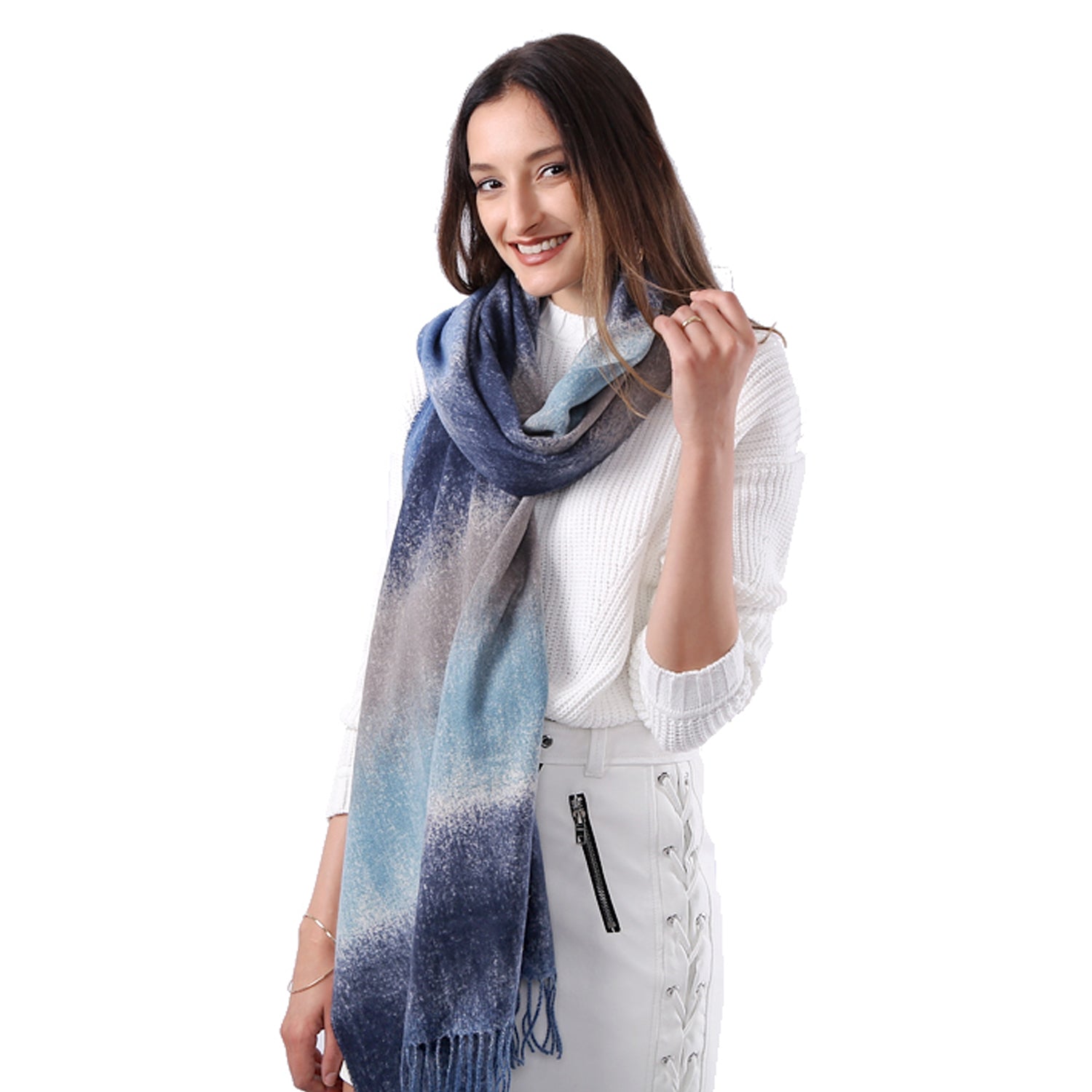 MRULIC fall clothes for women 2022 Stylish Winter Wrap It Scarf Winter  Classic Arrange Shawl Thick Solid Reversible On Large Women's To Warm Color  Wear And Scarf Blue + One size 