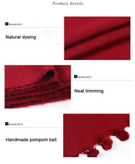 Winter Pashmina Feel Scarf - with  Pom Poms Tassel - G&J's WOMEN'S clothing