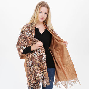 Double Sided - Pashmina - Leopard Prints -  Winter Scarf/Shawl - G&J's WOMEN'S clothing