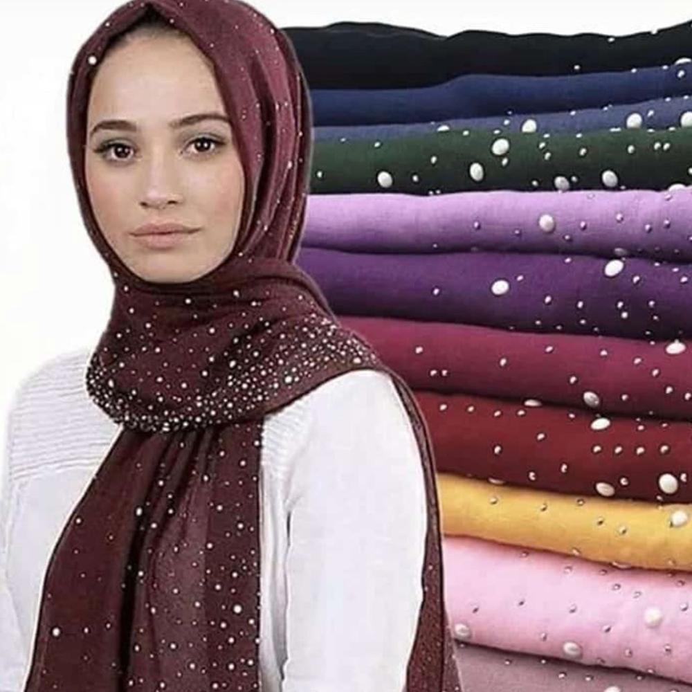 Latest Winter Hijab /Scarf with Diamond plain cotton shimmer/ cotton viscose  hijab with stone - Red Colour - G&J's WOMEN'S clothing